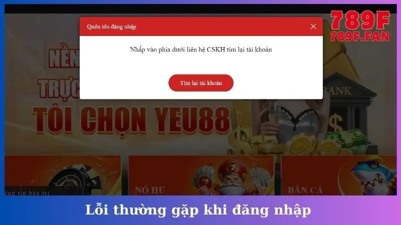 Lỗi thường gặp khi đăng nhập